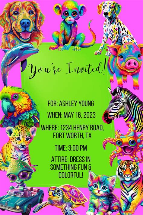 birthday lisa frank|lisa frank birthday invitations.